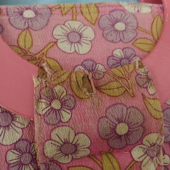 Vintage MOD Hippy Flower Power Tote Bag With Plastic Lining  Shopping Purse - Picture 6 of 7